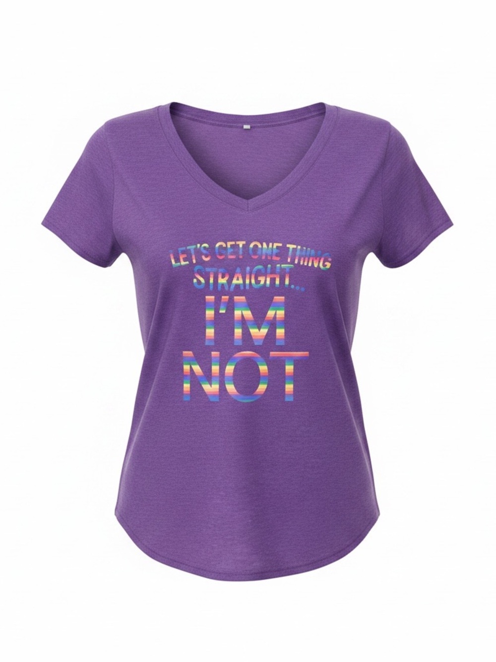 🌈 Let’s Get One Thing Straight… I’m Not | Women’s M | Purple V-Neck LGBTQ Shirt